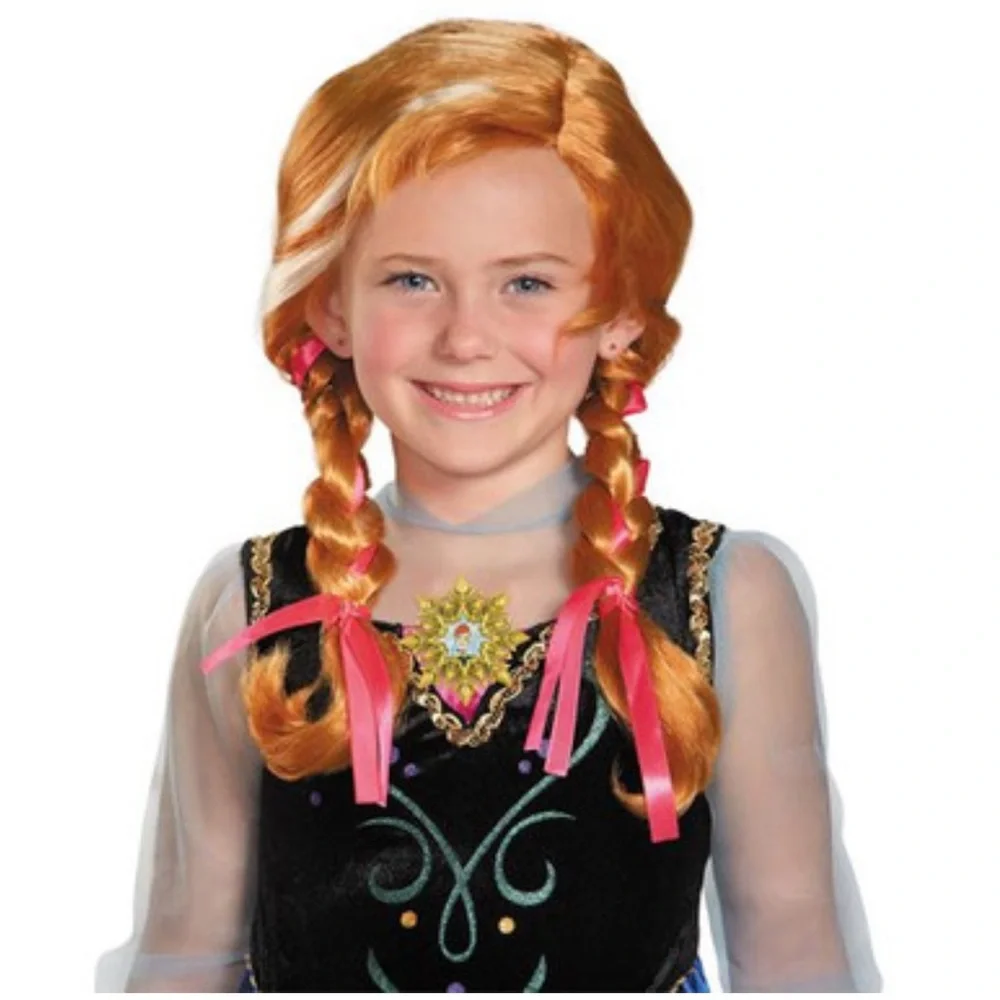 Disney Frozen Anna Child Wig with Pink Ribbons NEW Halloween costume dress up